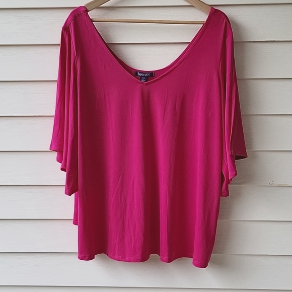 Roaman's Tops - Top with Peak a Boo Bell Sleeves Size 16